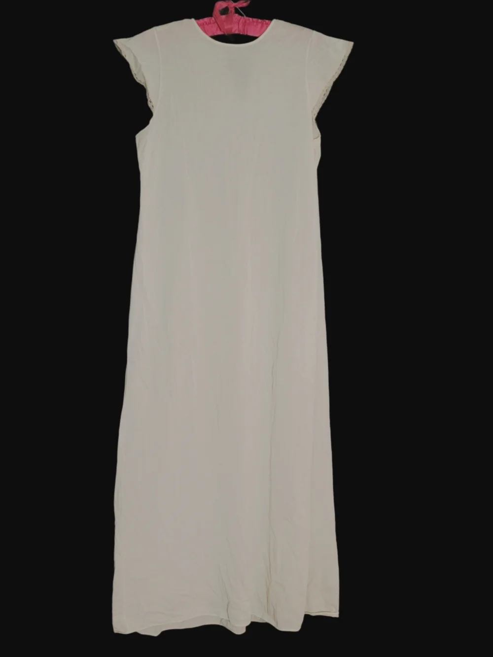 Vintage Cream Maxi Nightgown with Pastel Floral Embroidery - Picture 4 of 4